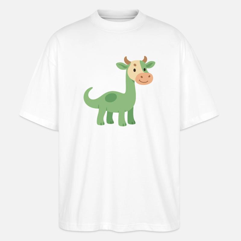 Dinosaurier mit Kuhfellkopf - Stanley/Stella Oversized Unisex Bio T-Shirt Blaster 2.0 - Weiß