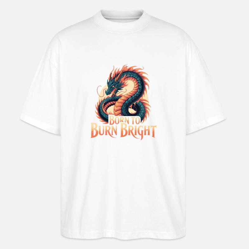 Drache – Born to Burn Bright - Stanley/Stella Oversized Unisex Bio T-Shirt Blaster 2.0 - Weiß