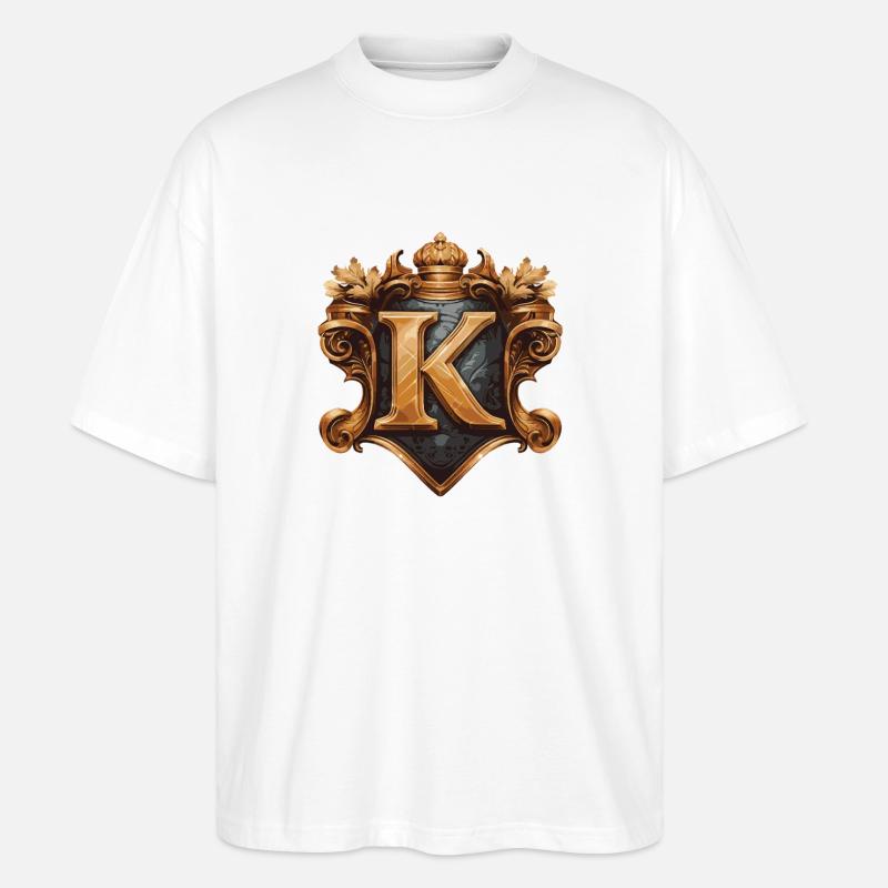 K Buchstabe Name Krone - Stanley/Stella Oversized Unisex Bio T-Shirt Blaster 2.0 - Weiß
