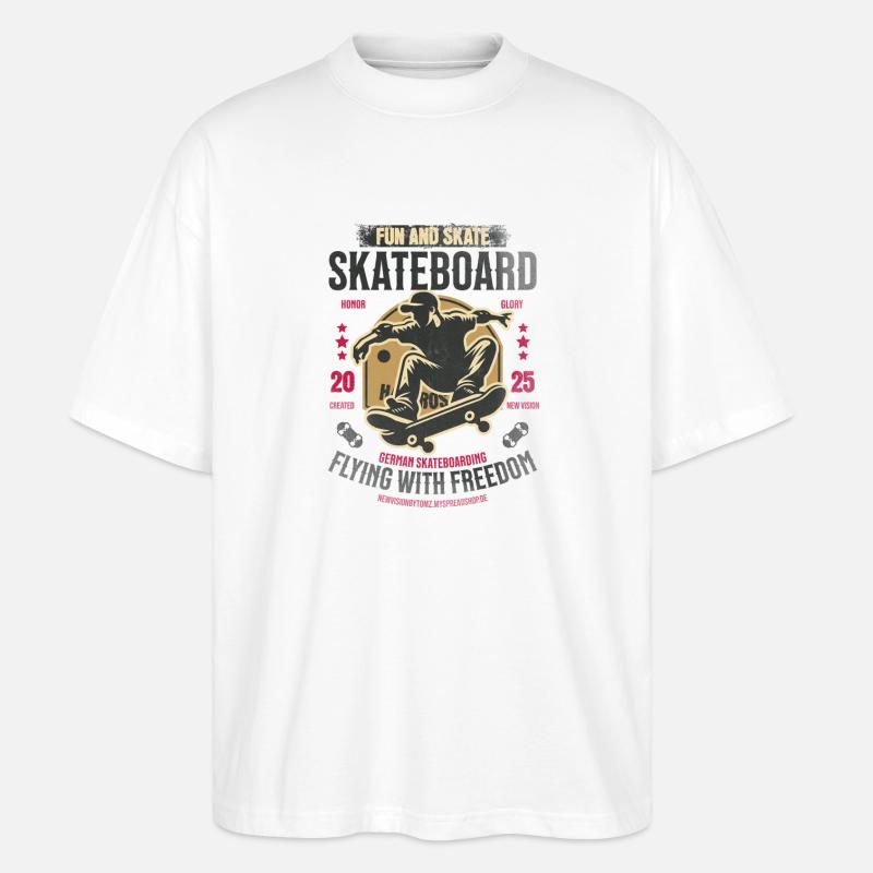 Flying with Freedom – Skateboard 2025 - Stanley/Stella Oversized Unisex Bio T-Shirt Blaster 2.0 - Weiß