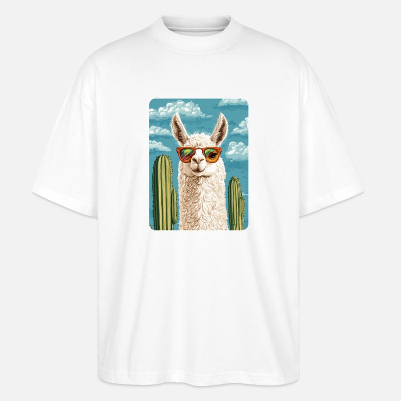 Lama - Stanley/Stella Oversized Unisex Bio T-Shirt Blaster 2.0 - Weiß