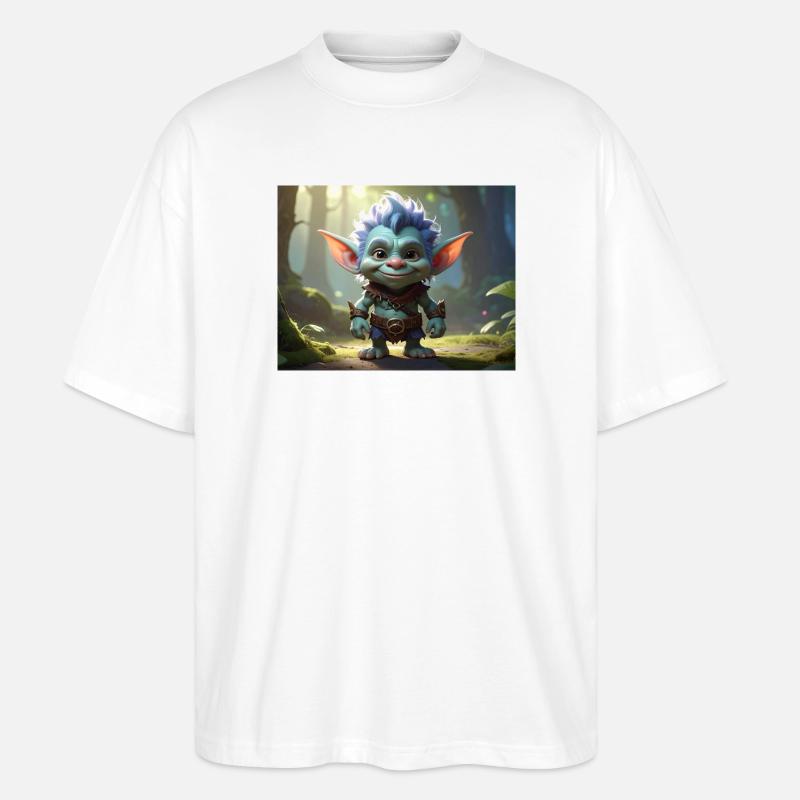 Blauer Waldtroll im Mondwald - Stanley/Stella Oversized Unisex Bio T-Shirt Blaster 2.0 - Weiß
