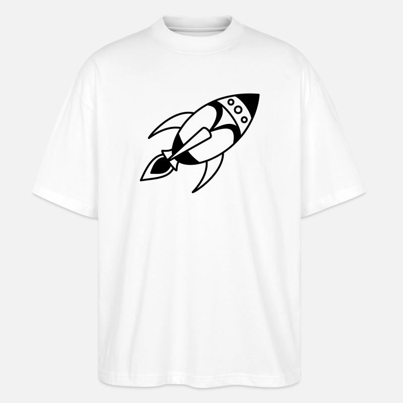 Retro Space Rocket – Space Spaceship Design - Stanley/Stella Oversized Unisex Organic T-shirt Blaster 2.0 - white