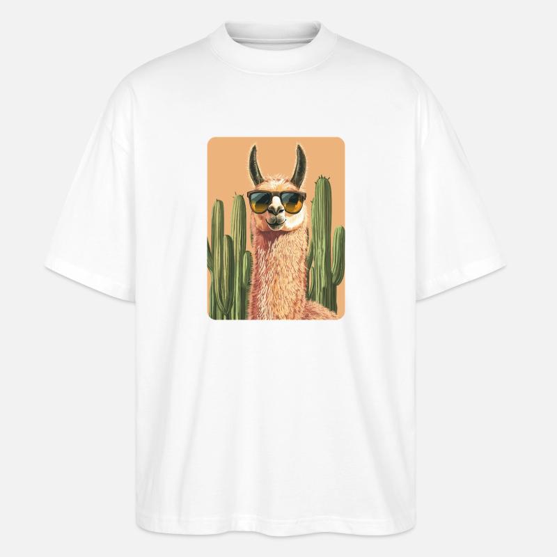 Lama - Stanley/Stella Oversized Unisex Bio T-Shirt Blaster 2.0 - Weiß