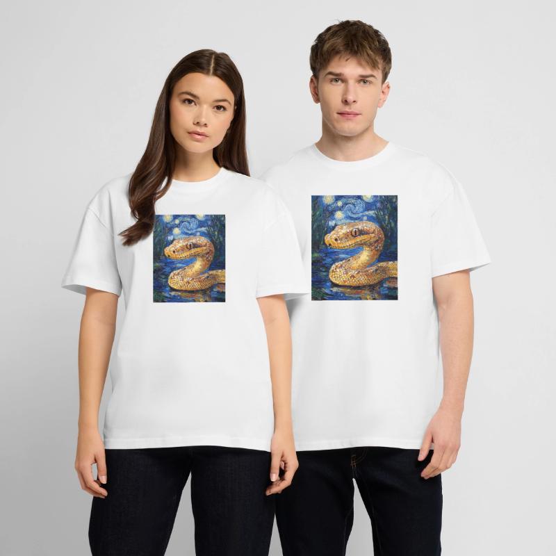 Serpent Python Style Van Gogh Nuit étoilée T-shirt bio Blaster 2.0 coupe oversize Stanley/Stella Unisexe