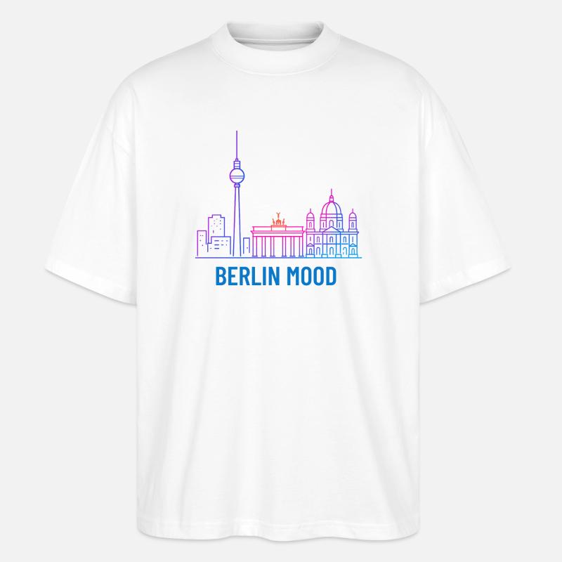 Berlin Mood Neon Skyline - Stanley/Stella Oversized Unisex Bio T-Shirt Blaster 2.0 - Weiß