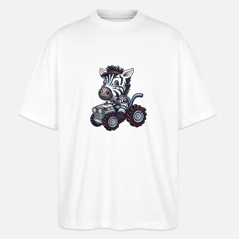 Zebra Traktor Farmer - Stanley/Stella Oversized Unisex Bio T-Shirt Blaster 2.0 - Weiß