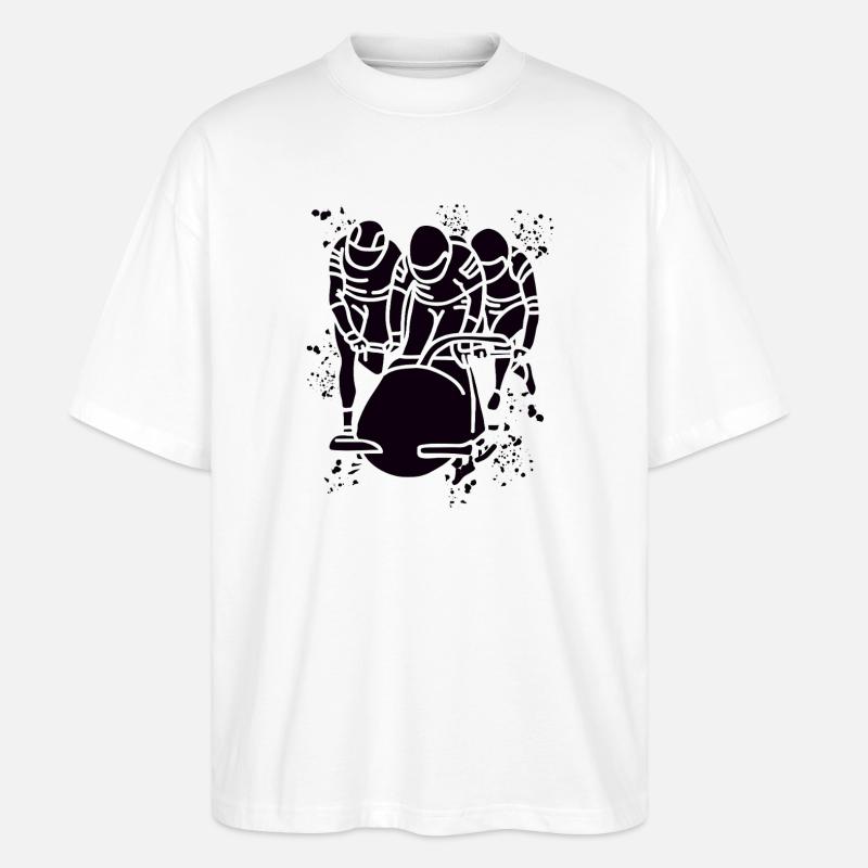 Bobfahrer Bobschlitten Viererbob - Stanley/Stella Oversized Unisex Bio T-Shirt Blaster 2.0 - Weiß