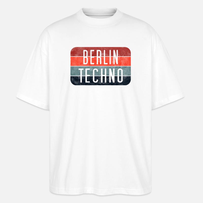 Berlin Techno Text - Stanley/Stella Oversized Unisex Organic T-shirt Blaster 2.0 - white