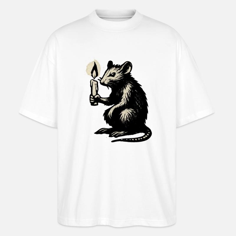 Maus Kerzenlicht - Stanley/Stella Oversized Unisex Bio T-Shirt Blaster 2.0 - Weiß