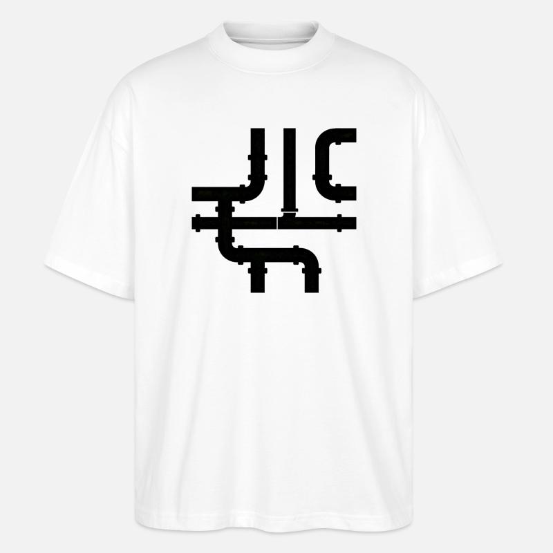 Black Cane Net Pattern - Stanley/Stella Oversized Unisex Organic T-shirt Blaster 2.0 - white