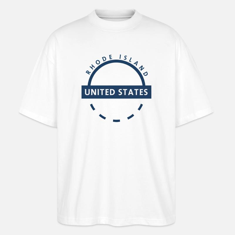 Logo rond du Rhode Island USA - T-shirt bio Blaster 2.0 coupe oversize Stanley/Stella Unisexe - blanc