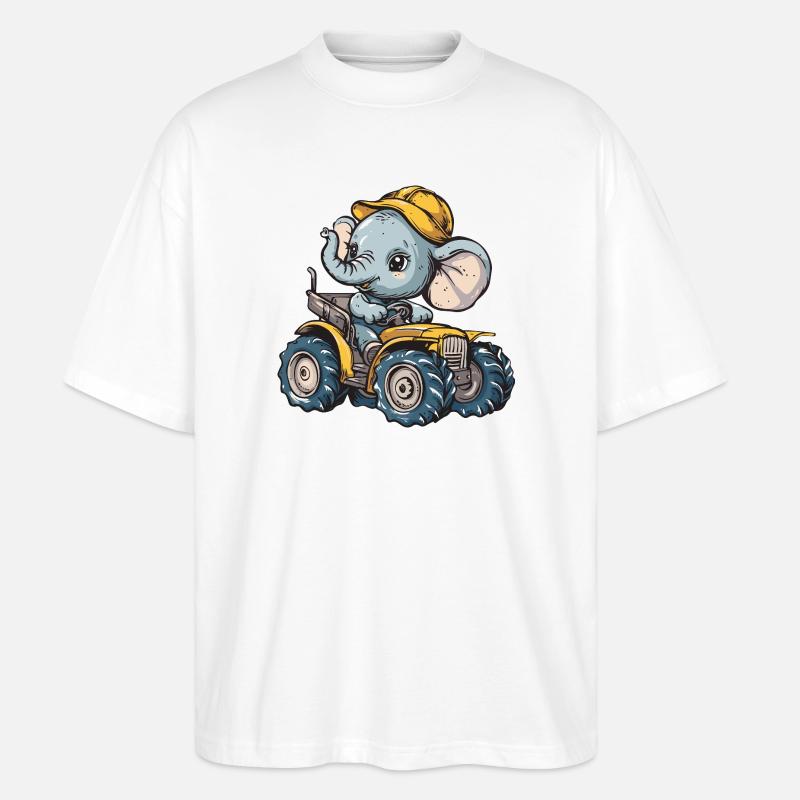 Elefant Traktor Farmer - Stanley/Stella Oversized Unisex Bio T-Shirt Blaster 2.0 - Weiß