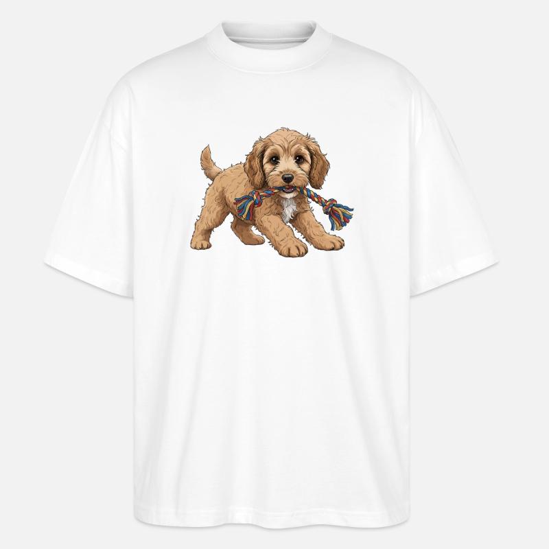 Cockapoo-Welpe - Stanley/Stella Oversized Unisex Bio T-Shirt Blaster 2.0 - Weiß