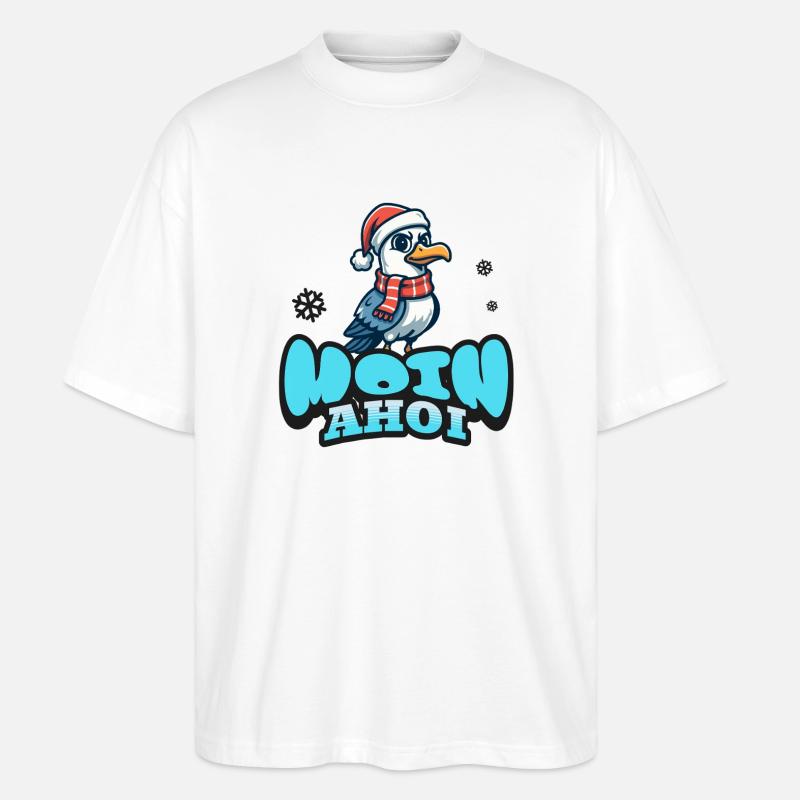 Moin Ahoi mit Möwe - Stanley/Stella Oversized Unisex Bio T-Shirt Blaster 2.0 - Weiß