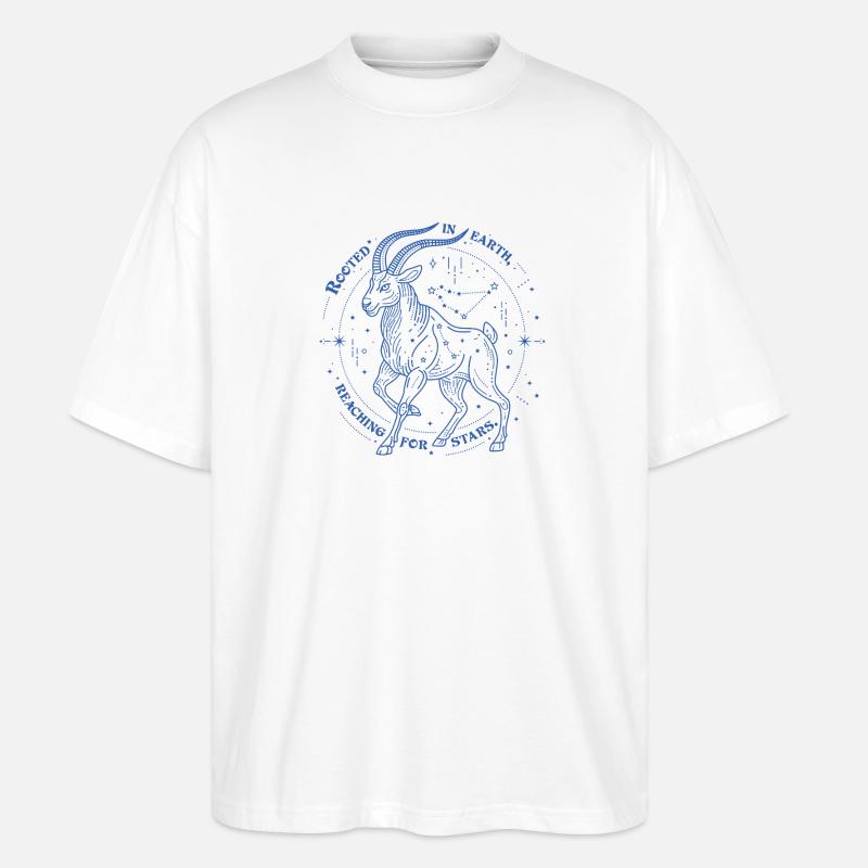Steinbock Sternzeichen Geschenk – Erde & Sterne Design - Stanley/Stella Oversized Unisex Bio T-Shirt Blaster 2.0 - Weiß