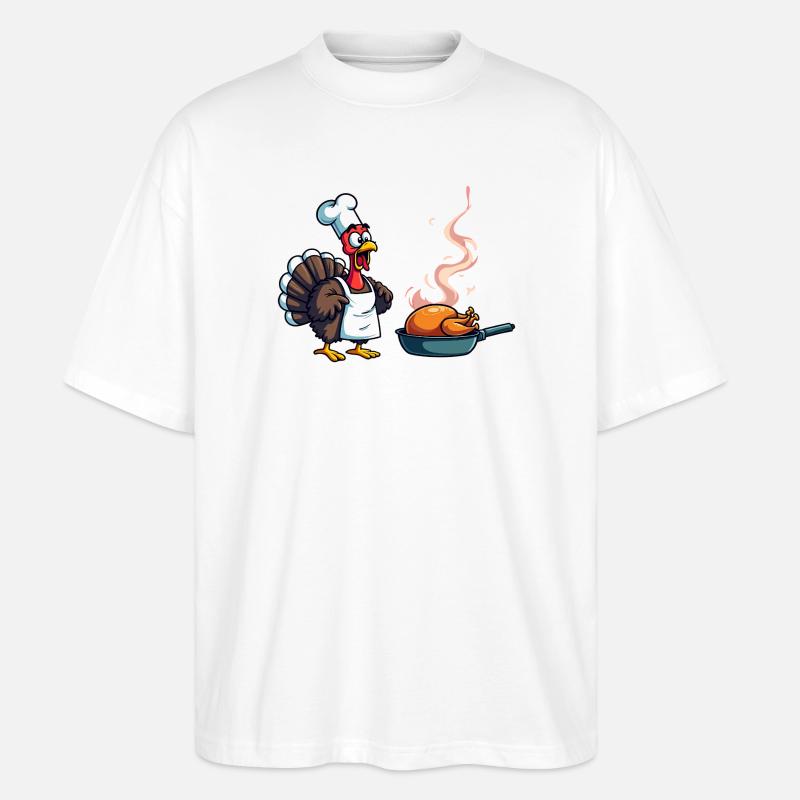 Cuisinier de dinde de Thanksgiving - T-shirt bio Blaster 2.0 coupe oversize Stanley/Stella Unisexe - blanc