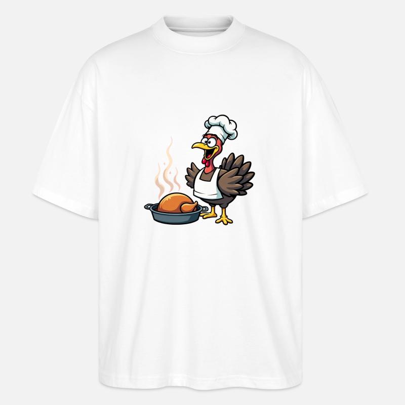 Cuisinier de dinde de Thanksgiving - T-shirt bio Blaster 2.0 coupe oversize Stanley/Stella Unisexe - blanc