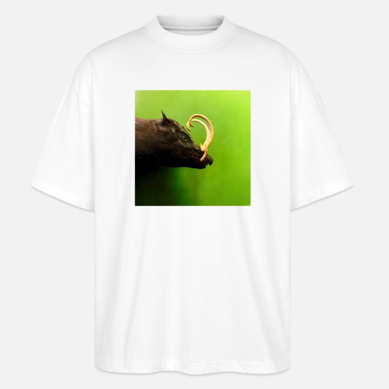 Wildschwein  - Stanley/Stella Oversized Unisex Bio T-Shirt Blaster 2.0 - Weiß