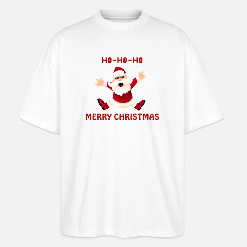 Fröhlicher springender Santa - Stanley/Stella Oversized Unisex Bio T-Shirt Blaster 2.0 - Weiß