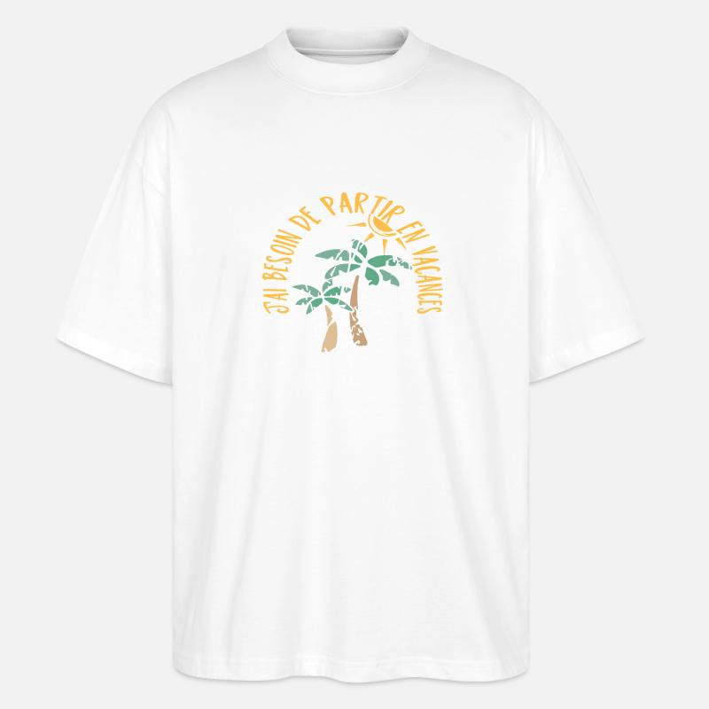Fins und Soleil Vacances - Stanley/Stella Oversized Unisex Bio T-Shirt Blaster 2.0 - Weiß