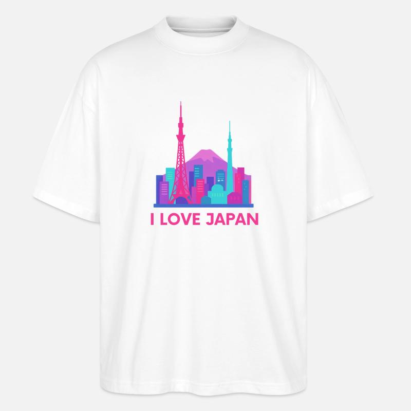 Ich liebe Japan Skyline - Stanley/Stella Oversized Unisex Bio T-Shirt Blaster 2.0 - Weiß