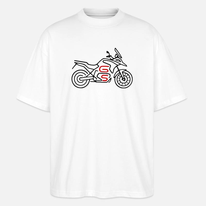 Motorrad GS schwarz rot - Stanley/Stella Oversized Unisex Bio T-Shirt Blaster 2.0 - Weiß