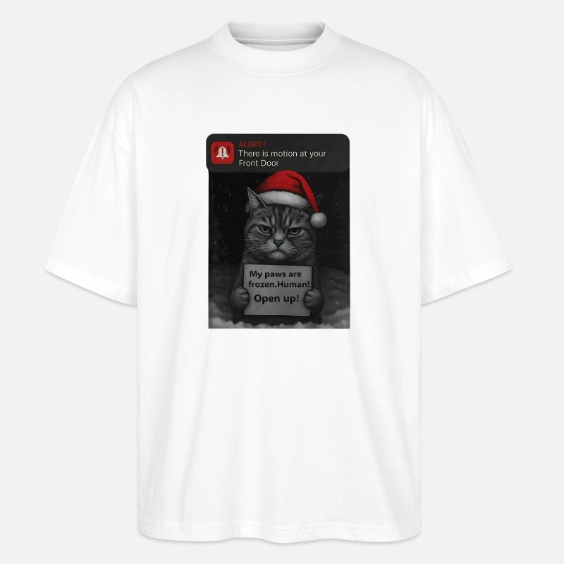 Chat Noël avec des chats drôles - T-shirt bio Blaster 2.0 coupe oversize Stanley/Stella Unisexe - blanc