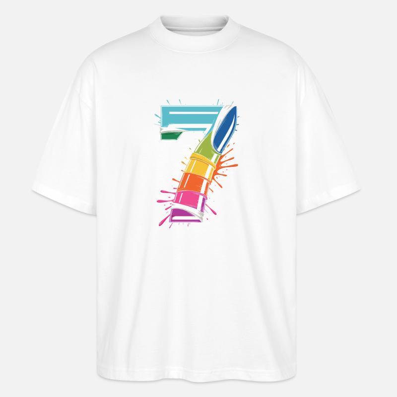 Rainbow7 Splash Design - T-shirt bio Blaster 2.0 coupe oversize Stanley/Stella Unisexe - blanc
