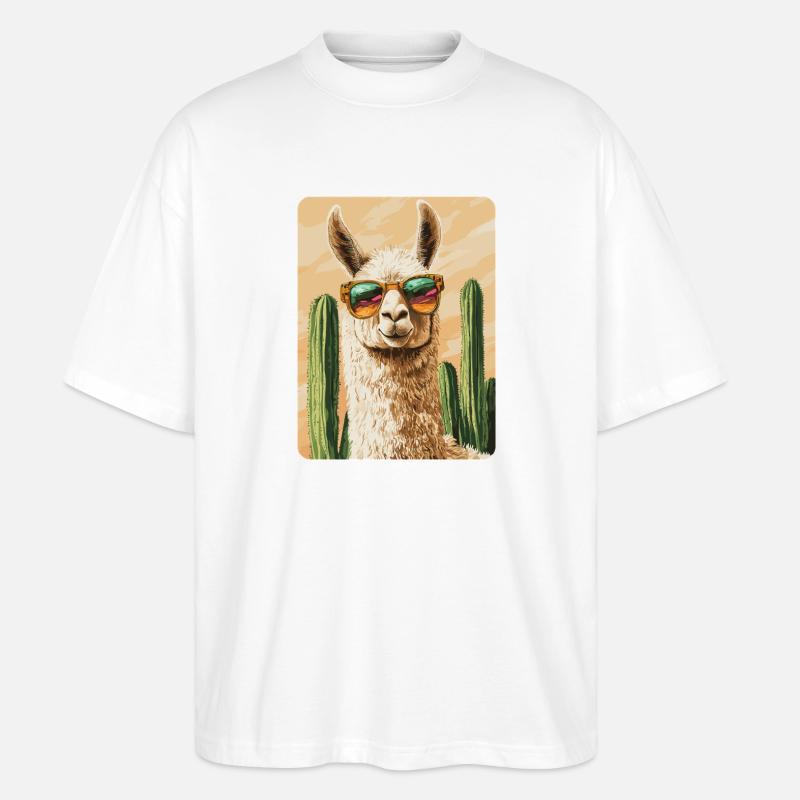 Lama - Stanley/Stella Oversized Unisex Bio T-Shirt Blaster 2.0 - Weiß