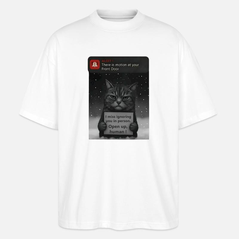 Cat a un message pour vous - Funnier - T-shirt bio Blaster 2.0 coupe oversize Stanley/Stella Unisexe - blanc