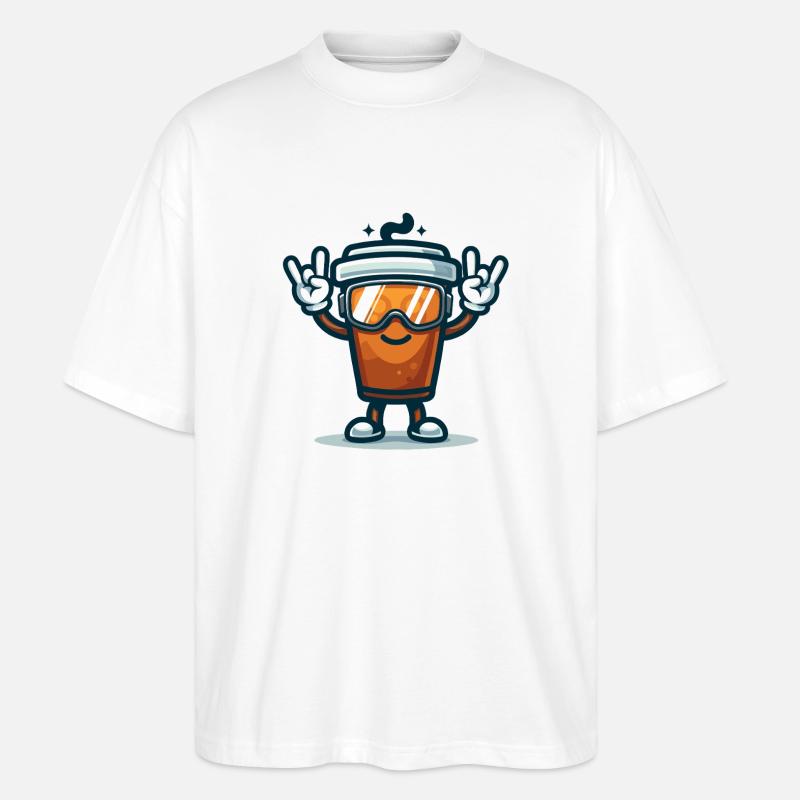 Kaffeebecher mit Skibrille - Stanley/Stella Oversized Unisex Bio T-Shirt Blaster 2.0 - Weiß