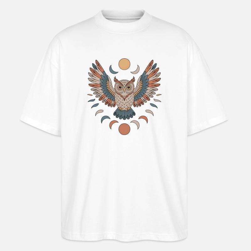 Boho Eule - Stanley/Stella Oversized Unisex Bio T-Shirt Blaster 2.0 - Weiß