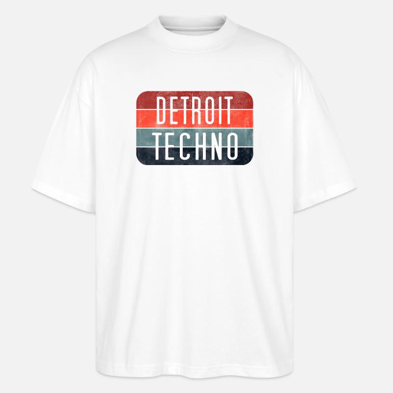Detroit Techno Neon Emblem - Stanley/Stella Oversized Unisex Bio T-Shirt Blaster 2.0 - Weiß