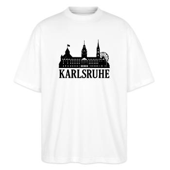 Karlsruhe Wahrzeichen Silhouette - Stanley/Stella Oversized Unisex Bio T-Shirt Blaster 2.0 - Weiß - Vorne - Alina (178cm) & Michal (187cm)