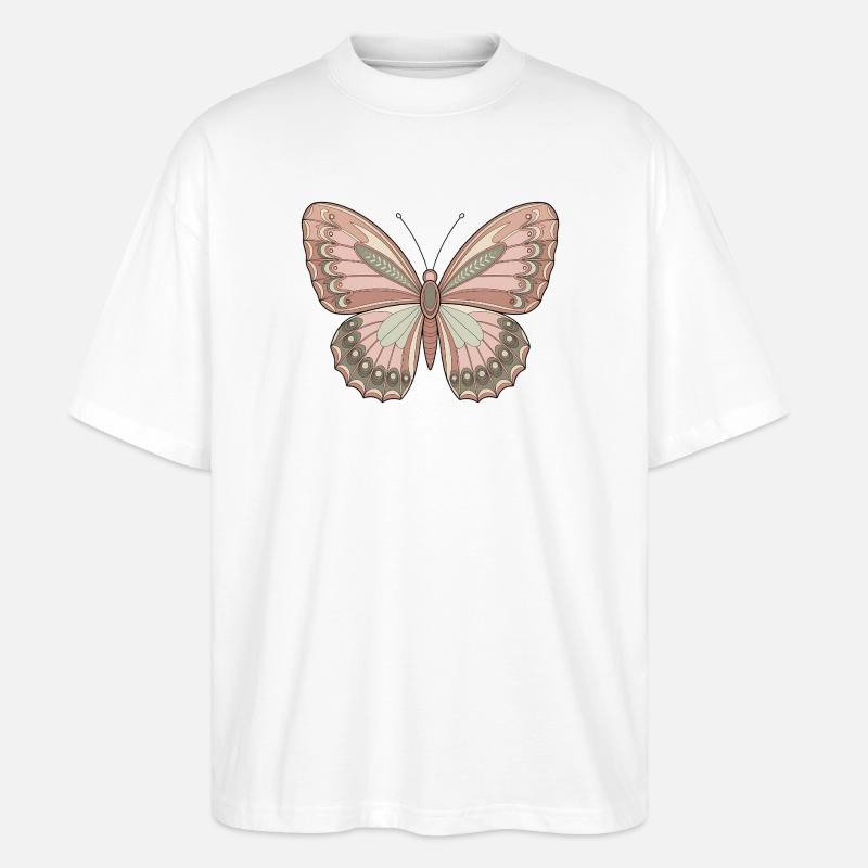 Boho Schmetterling - Stanley/Stella Oversized Unisex Bio T-Shirt Blaster 2.0 - Weiß