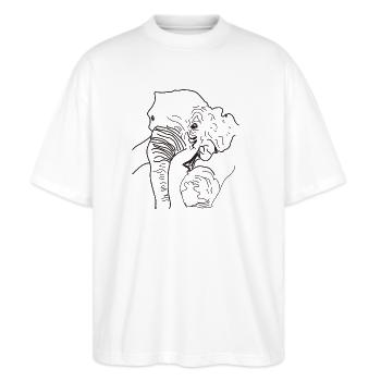 Elephant found Thailand - Stanley/Stella Oversized Unisex Organic T-shirt Blaster 2.0 - white - Front - Alina (178cm) & Michal (187cm)