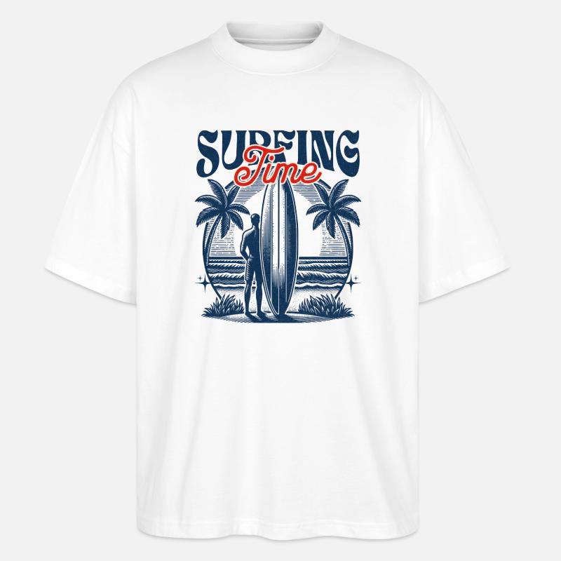 Surfing Time - Stanley/Stella Oversized Unisex Bio T-Shirt Blaster 2.0 - Weiß