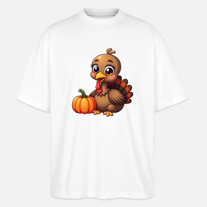 Bébé dinde de Thanksgiving - T-shirt bio Blaster 2.0 coupe oversize Stanley/Stella Unisexe - blanc