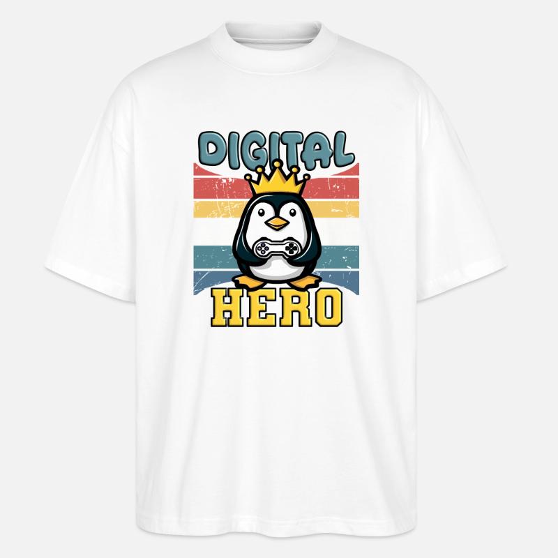 Digital Hero - Roi des Joueurs - T-shirt bio Blaster 2.0 coupe oversize Stanley/Stella Unisexe - blanc