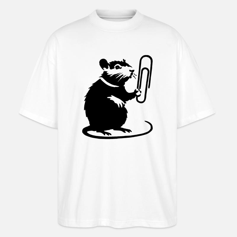 Le rat comme étalon de bureau - T-shirt bio Blaster 2.0 coupe oversize Stanley/Stella Unisexe - blanc