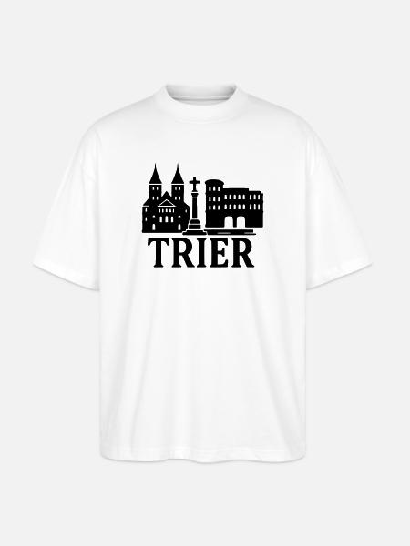 Trier Landmark Silhouette - Stanley/Stella Oversized Unisex Organic T-shirt Blaster 2.0 - white