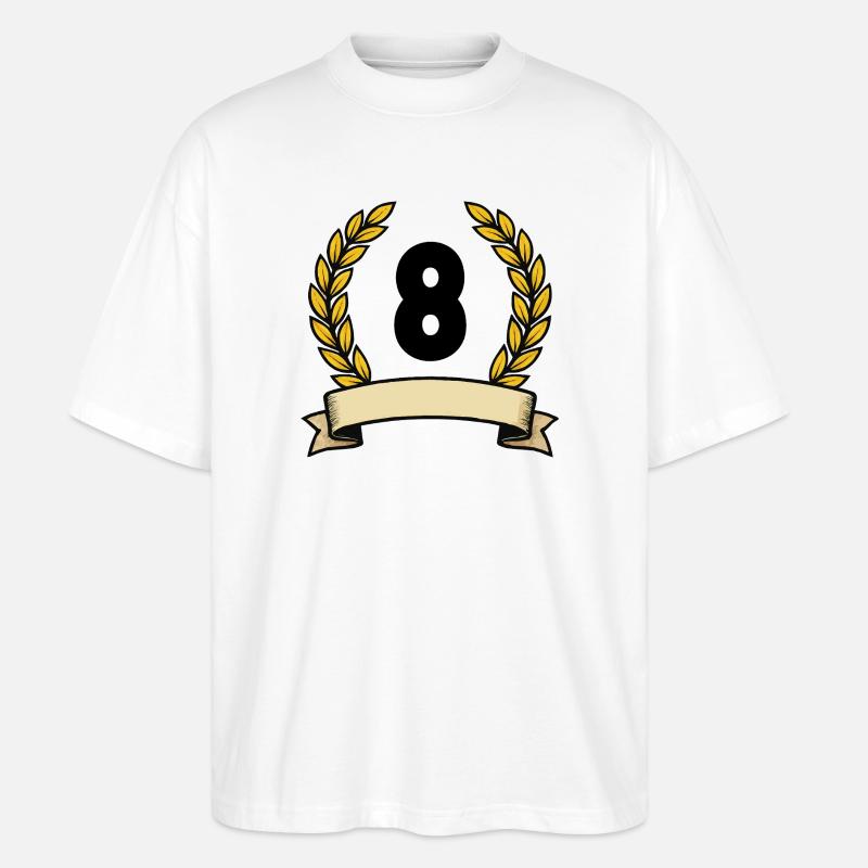 Goldener Lorbeerkranz Nummer 8 - Stanley/Stella Oversized Unisex Bio T-Shirt Blaster 2.0 - Weiß