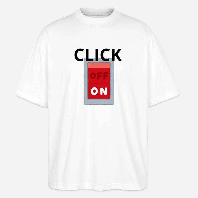 Interrupteur OFF ON Retro Rouge - Click - T-shirt bio Blaster 2.0 coupe oversize Stanley/Stella Unisexe - blanc