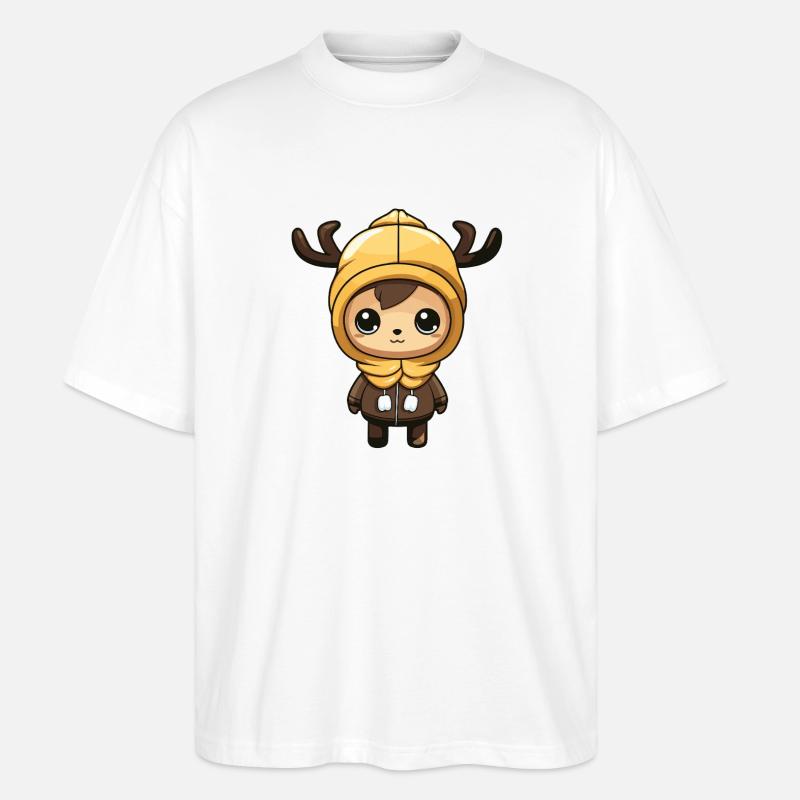 Reh Niedlich Comic Winter - Stanley/Stella Oversized Unisex Bio T-Shirt Blaster 2.0 - Weiß