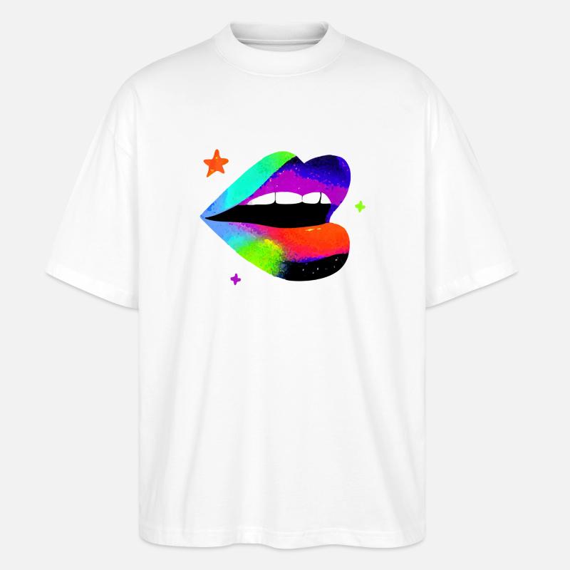 Regenbogen Lippe Pop Art - Stanley/Stella Oversized Unisex Bio T-Shirt Blaster 2.0 - Weiß