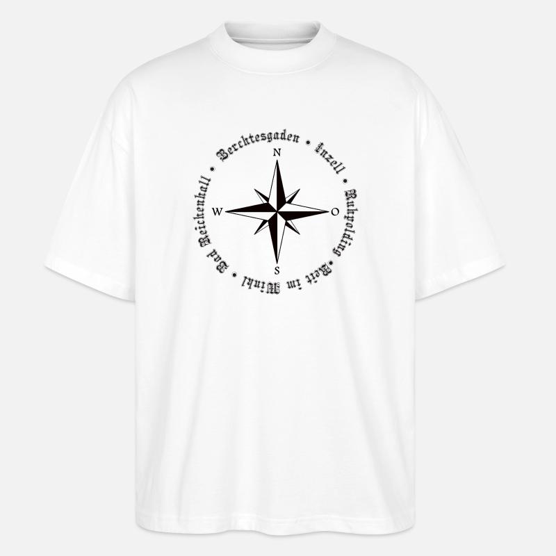 Kompass Alpen Orte Design - Stanley/Stella Oversized Unisex Bio T-Shirt Blaster 2.0 - Weiß