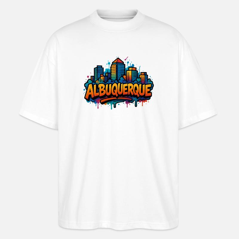 Albuquerque Graffiti Skyline - Stanley/Stella Oversized Unisex Bio T-Shirt Blaster 2.0 - Weiß