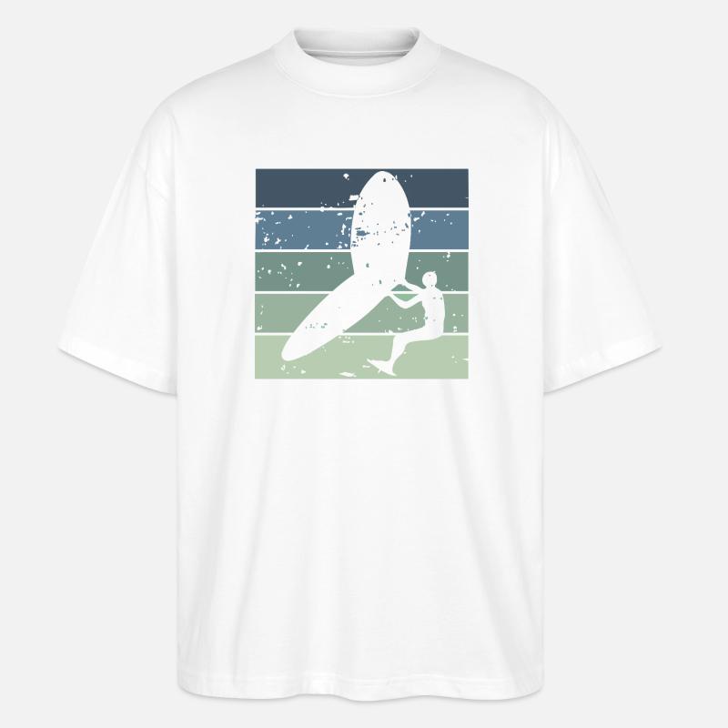 Silhouette Wingfoiler avec planche de surf - T-shirt bio Blaster 2.0 coupe oversize Stanley/Stella Unisexe - blanc