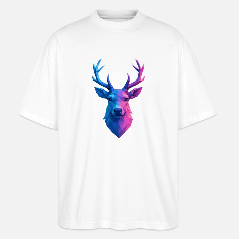 Weihnachten Rentier Low Poly - Stanley/Stella Oversized Unisex Bio T-Shirt Blaster 2.0 - Weiß